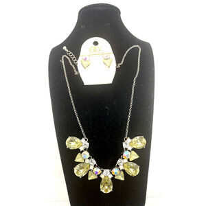 Necklace & Earrings Jewelry Set Rhinestones Faux Crystal Fashion Leader Costume